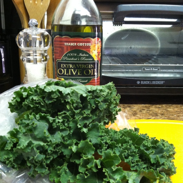 Gather a big bunch of kale, olive oil and salt. Photo by Shayna Tanen